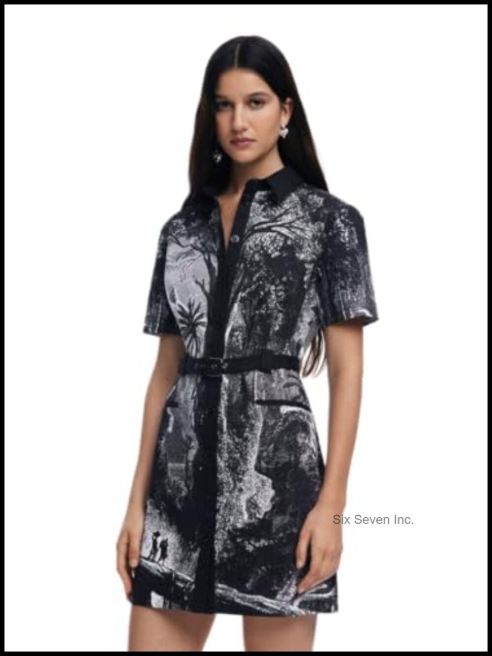 Desigual Shift Dress Cotton Blend Knee Length